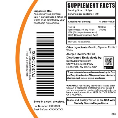 BulkSupplements Fish Oil Softgels