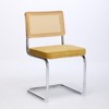 DOMETOUR Modern Velvet Dining Chairs Set of 2 with Natural Cane Back & Stainless Chrome Base Upholstered Rattan Chairs - 4 of 4
