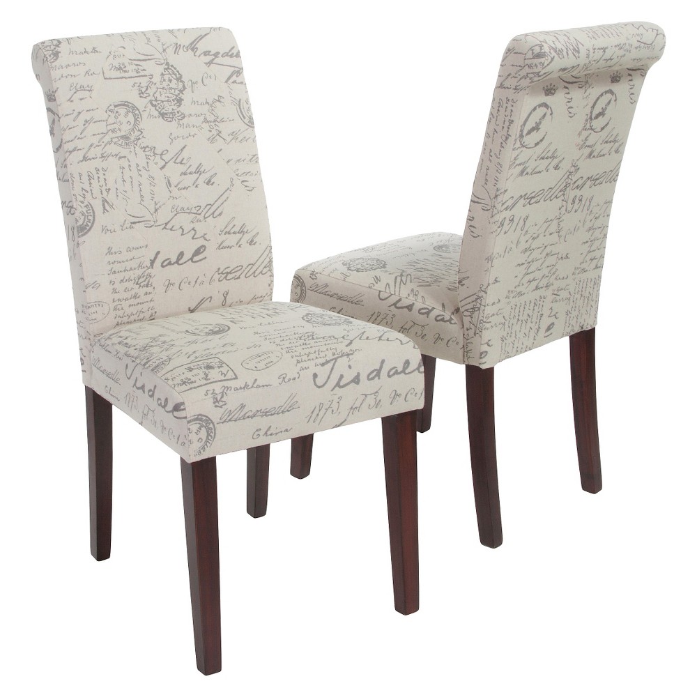 Photos - Dining Table Set of 2 French Handwriting Linen Dining Chair Beige - Christopher Knight