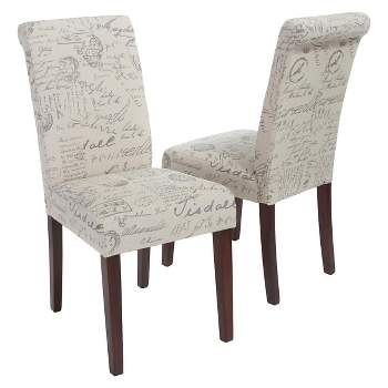 Set of 2 French Handwriting Linen Dining Chair Beige - Christopher Knight Home