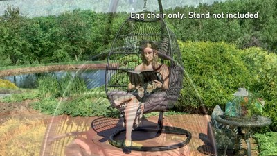 Julia Red Wicker Hanging Egg Chair with Cushions