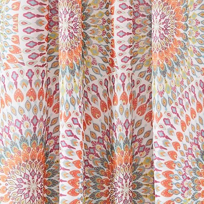 Vibrant Red and Multicolor Cotton Room-Darkening Curtain Panel
