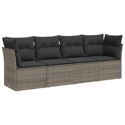 vidaXL 4 Piece Patio Sofa Set with Cushions - Gray Without Table