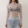 Women’s Floral Lace Slim-Fit Top – Sheer Stretch Tee with Baby Overlock Edge, Sexy & Versatile Cherie Code - 4 of 4