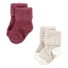 Hudson Baby Infant Girl Cozy Chenille Newborn and Terry Socks, Blush Pink Stripe - 3 of 4