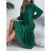 Coolmee Women Casual Maxi Shirt Dress Flowy Button Down V Neck Ruffled Long Dresses - 4 of 4