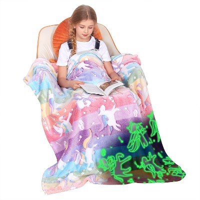 Catalonia Glow in the Dark Blanket for Kids, Soft Throw Plush Fleece Couch Blanket Fuzzy Fluffy, Gift Idea for Kids Girls Boys, 50x60 Inches