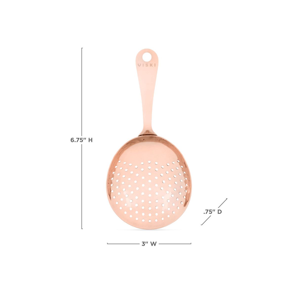 Viski Copper Stainless Steel Julep Cocktail Strainer for Wedding, Home Bar or Commercial Use, Bartenders Gifts, Fits Large & Standard Mixing Glasses - thumbnail 3