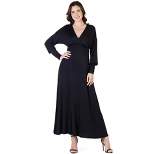 24seven Comfort Apparel Womens V-Neck Long Sleeve Maxi Dress