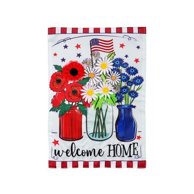 Evergreen Patriotic Floral Applique Garden Flag 12 x 18 Inches Indoor Outdoor Decor