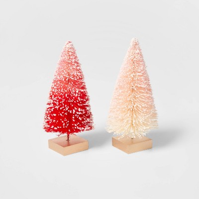 2pk Bottle Brush Christmas Tree Set Red/White/Pink Ombre - Wondershop™