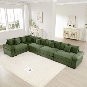 Oversized Cloud Modular Sectional Couch,Convertible Sectional Couches Deep Seat Extra-Wide Armrests - 1 of 4
