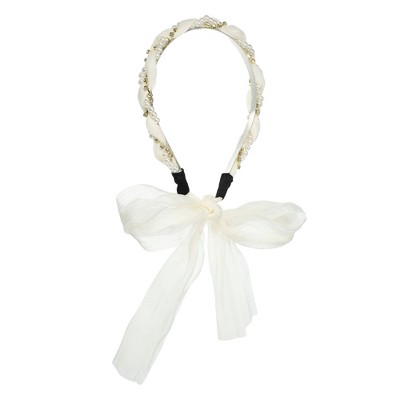 Unique Bargains Women's Satin Cross Knotted Fabric Headband 6.50"x5.71" 1 Pc