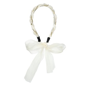 Unique Bargains Women's Satin Cross Knotted Fabric Headband 6.50"x5.71" 1 Pc - 1 of 4
