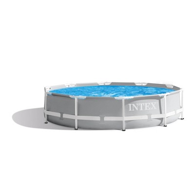 Intex 26700EH 10ft x 30in Prism Metal Frame Round Above Ground Outdoor Backyard Swimming Pool for Summer, (No Pump)