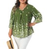 Women's Plus Size Boho Floral V Neck 3/4 Sleeve Casual Vacation Blouse - Agnes Orinda - 2 of 4