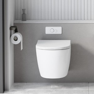 Wall-Mounted Toilet, Space-Saving Ceramic Design, Modern Style, Soft-Close PP Lid, Compact Bathroom Fixture, Easy Installation - 1 of 4
