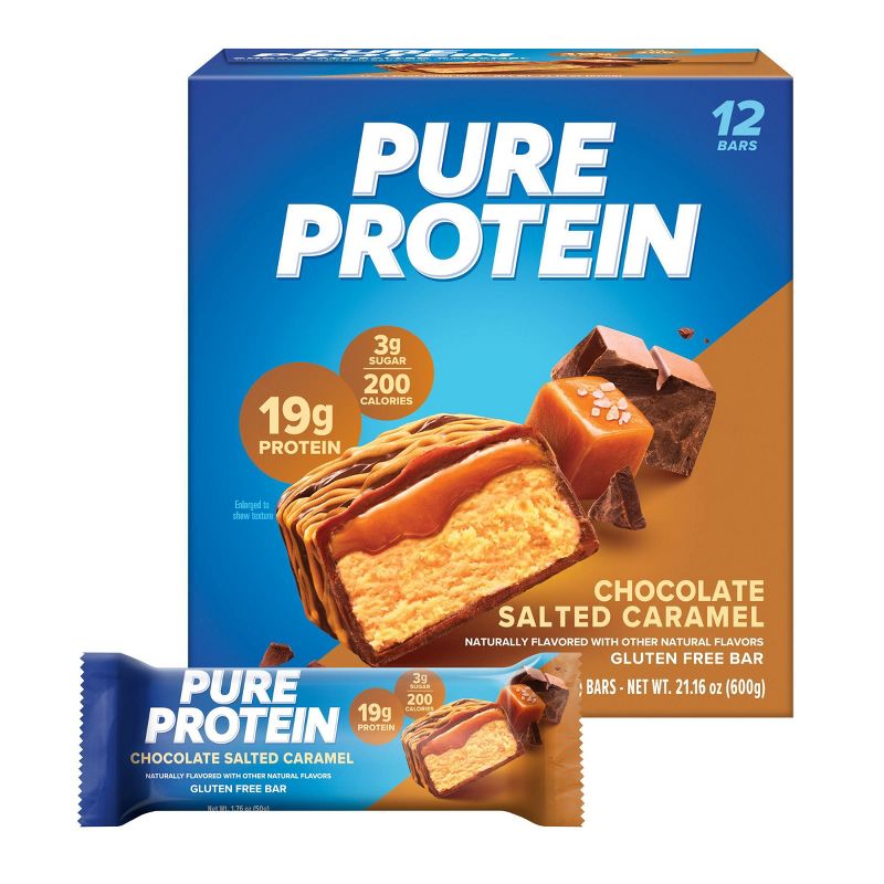 Pure Protein 19g Protein Bar - Chocolate Salted Caramel - 12ct, 1 of 8
