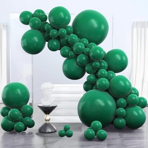 PartyWoo Balloons Dark Green Hunter Emerald Forest 36 18 12 10 5 Inch 100 pcs - 1 of 4