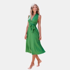 Women's Kelly Green Plunging Sleeveless Midi Dress - Cupshe - 1 of 4