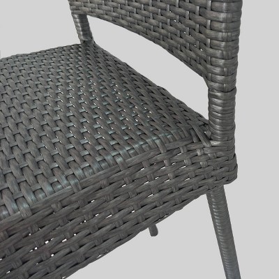Jiro Gray Rattan Outdoor Barstool with Iron Frame