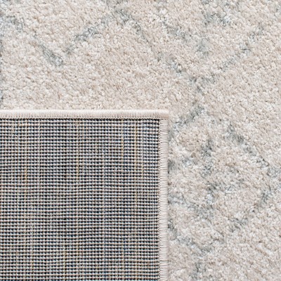 Ivory and Light Grey Hand-Knotted Synthetic 2' x 11' Runner Rug
