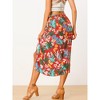 INSPIRE CHIC Women's Summer Beach Flowy Ruched Front Tropical Floral Midi Skirt - 4 of 4