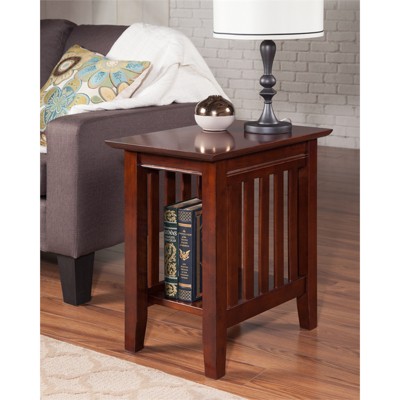 Mission Style Walnut Wood Rectangular End Table Set