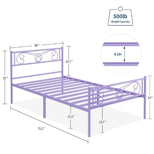 COZONY Metal Bed Frame with Headboard and Footboard, Underbed Storage Sturdy Steel Slats No Box Spring Needed - 1 of 4