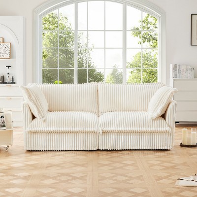 2 Seat Sectional Sofa,Straight Sectional Sofa With Upholstered Cushion And Detachable Cover,Deep Seat Sofa For Living Room-Cuddlewood