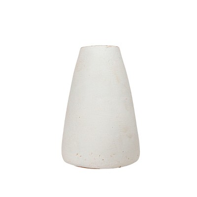 5" Small White Terracotta Tapered Contemporary Elegant Tabletop Bud Vase