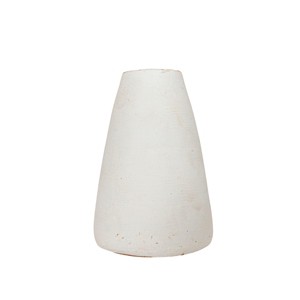 5" Small White Terracotta Tapered Contemporary Elegant Tabletop Bud Vase - 1 of 4