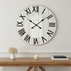 HomeRoots 21" White And Black Rustic Wood Silent Analog Round Wall Clock - 2 of 3