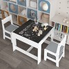 FURNIinspire Kids Table Sets 3 In 1 Wooden Activity Table Set, Kids Table And Chairs with Storage Drawer for Nursery, White, 24.21"*24.21"*18.9" - 2 of 4