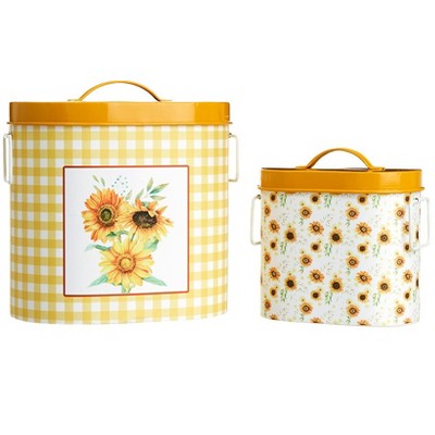 The Lakeside Collection Sunflower Welcome Sign LED Candle With Ring Or Storage 2 Piece Set - Set of 2 Sunflower Storage