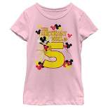 Girl's Disney Mickey Mouse The Birthday Girl is 5 T-Shirt