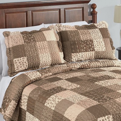 Classic Floral Patchwork Scalloped Edge Polyester Pillow Sham