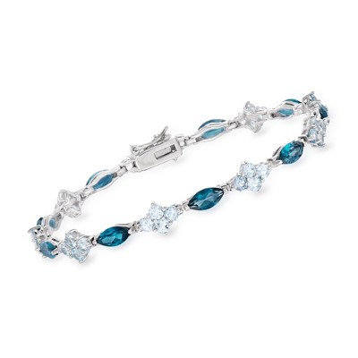 Ross-Simons 9.35 ct. t.w. London and Sky Blue Topaz Tennis Bracelet in Sterling Silver Size 7