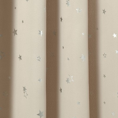 Neutral Polyester Blackout Star Window Curtain Panels