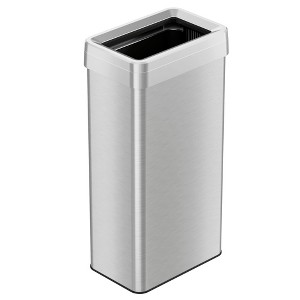 iTouchless Open Top Trash Can with Dual AbsorbX Odor Filters 21 Gallon Silver Stainless Steel - 1 of 4