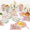 72 Pcs Tea Party Supplies Floral Party Dinnerware Serves 10 Disposable Supplies 10 Paper Tea Cups 20 Saucers Plates 20 Napkins and 12 Popcorn Boxes - 4 of 4