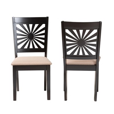 Olympia Beige and Espresso Brown Upholstered Wood Dining Chair Set