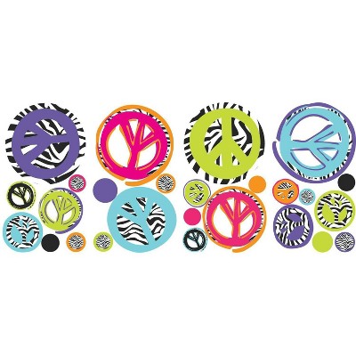 Zebra Peace Signs Peel and Stick Wall Decal - RoomMates