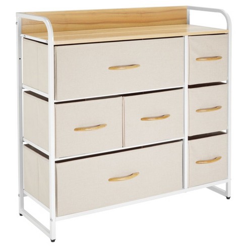 Mdesign Wide Dresser Storage Chest 7 Fabric Drawers Cream White