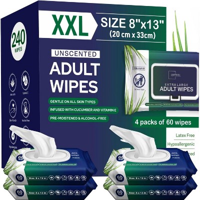 Opteel Adult Wipes Extra Large Unscented - Skin-Friendly Wet Wipes for Adults & Elderly Disposable Washcloths