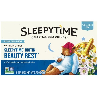 Celestial Seasonings Sleepytime Wellness Biotin Beauty Rest Herbal Tea Bags (18 Count) (Pack of 4)