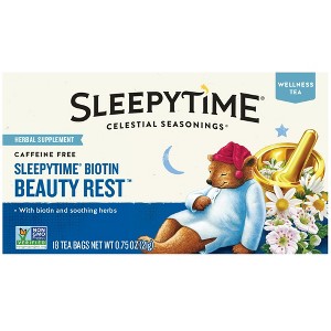 Celestial Seasonings Sleepytime Wellness Biotin Beauty Rest Herbal Tea Bags (18 Count) (Pack of 2) - 1 of 4