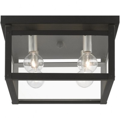 Milford Square 4-Light LED Flush Mount in Black and Brushed Nickel