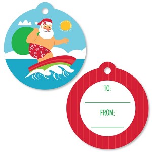 Big Dot of Happiness Tropical Christmas - Beach Santa Holiday Party To and From Favor Gift Tags (Set of 20) - 1 of 4