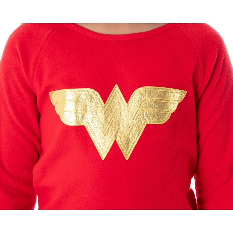 DC Comics Wonder Woman Girls' Classic Costume Colors Fleece Pajama Set, 3 of 5